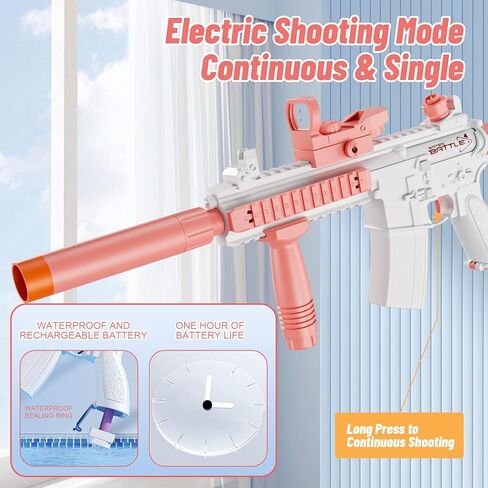 Electric Water Guns Reach up to 38FT Automatic Squirt Guns 500CC+80CC Large Capacity Water Toy Guns for Kids,Boy,Girls,Adults,Outdoor Pools,Outdoor(New Pink) Parties,Beaches(Pink). in Kuwait