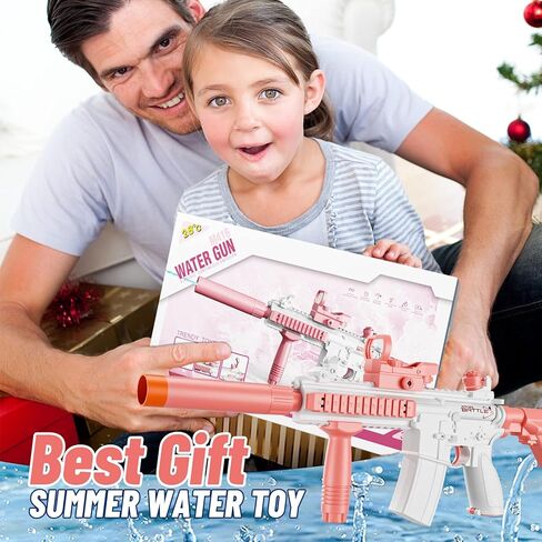 Electric Water Guns Reach up to 38FT Automatic Squirt Guns 500CC+80CC Large Capacity Water Toy Guns for Kids,Boy,Girls,Adults,Outdoor Pools,Outdoor(New Pink) Parties,Beaches(Pink). in Kuwait