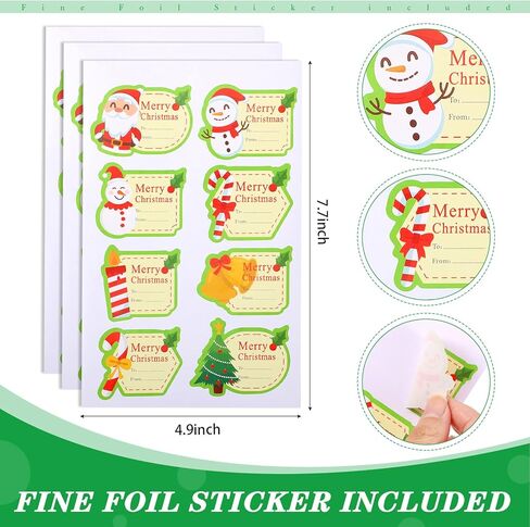 24 Pieces Kraft Gift Boxes with Lids Large Clothes Boxes Christmas Large Gift Box with 24 Count Foil Christmas Tag Stickers for Christmas Holiday Birthday Present Wrapping Clothes in Kuwait