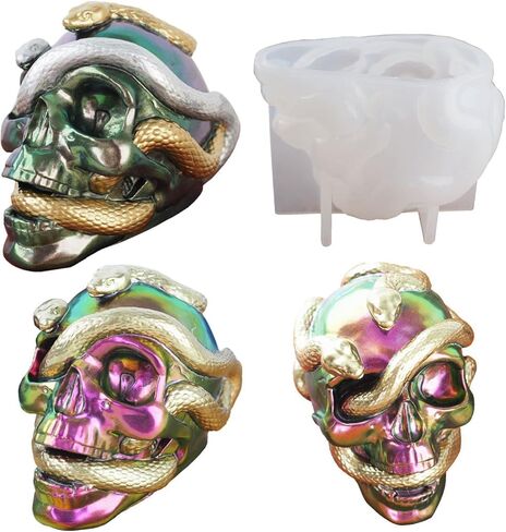 Playing Mold Crafts Molds for Epoxy Resin, Halloween 3D Skull Silicone Epoxy Molds for DIY Candle Soap Plaster Home Office Desktop Decoration Crafts Kit in Kuwait