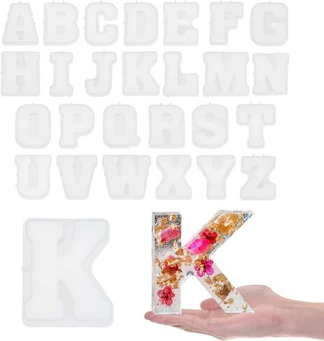 HARFINGTON 26pcs Large Letter Resin Mold 7" A-Z Capital English Alphabet Silicone Mould for Word Sign Art, DIY Crafts, Party Decoration in Saudi Arabia