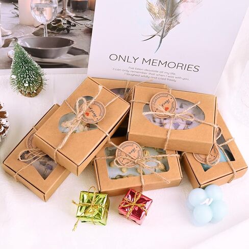 100 قطعة من صناديق الصابون من موكيوين للصابون المنزلي، 3.54 × 2.36 × 1.18 بوصة صناديق صابون مع نافذة، مستلزمات صناديق تغليف الصابون كرافت (أسود) in Kuwait