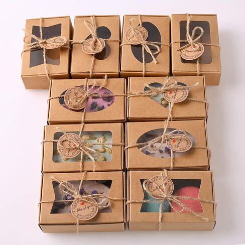 100 قطعة من صناديق الصابون من موكيوين للصابون المنزلي، 3.54 × 2.36 × 1.18 بوصة صناديق صابون مع نافذة، مستلزمات صناديق تغليف الصابون كرافت (أسود) in Kuwait