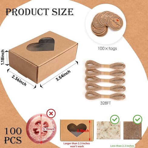 100 قطعة من صناديق الصابون من موكيوين للصابون المنزلي، 3.54 × 2.36 × 1.18 بوصة صناديق صابون مع نافذة، مستلزمات صناديق تغليف الصابون كرافت (أسود) in Kuwait