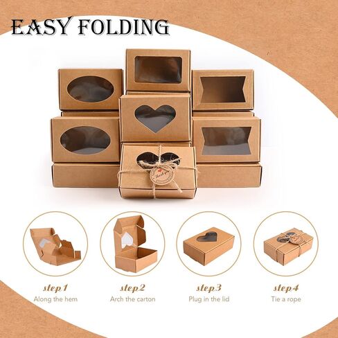 100 قطعة من صناديق الصابون من موكيوين للصابون المنزلي، 3.54 × 2.36 × 1.18 بوصة صناديق صابون مع نافذة، مستلزمات صناديق تغليف الصابون كرافت (أسود) in Kuwait