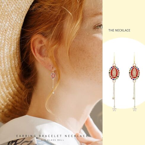 30 قطعة 5 أنماط من سبائك المينا حجر الراين سيدة وصلات ساحرة حلقات مزدوجة يسوع ماري الدينية بنديكت ميدالية سحر اتصال الصليب قلادة DIY صنع المجوهرات سوار قلادة أقراط in Kuwait