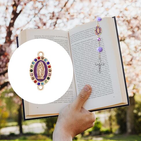 30 قطعة 5 أنماط من سبائك المينا حجر الراين سيدة وصلات ساحرة حلقات مزدوجة يسوع ماري الدينية بنديكت ميدالية سحر اتصال الصليب قلادة DIY صنع المجوهرات سوار قلادة أقراط in Kuwait