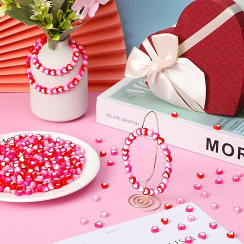 Quelay 600 Pcs Heart Spacer Beads Double Heart Beads 8mm Heart Shape Beads 3 Colors Love Mixed Flat Loose Pony Beads 8mm with 1.8mm Hole Colorful Bright Looking Pony Beads for DIY Crafts Accessories in Kuwait