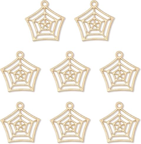 Airssory 50 Pcs Spider Web Net Charm Halloween Theme Golden Metal Spiderweb Cobweb Small Charms Bulk for Jewelry Making DIY Findings in Saudi Arabia