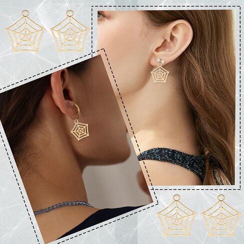 Airssory 50 Pcs Spider Web Net Charm Halloween Theme Golden Metal Spiderweb Cobweb Small Charms Bulk for Jewelry Making DIY Findings in Saudi Arabia