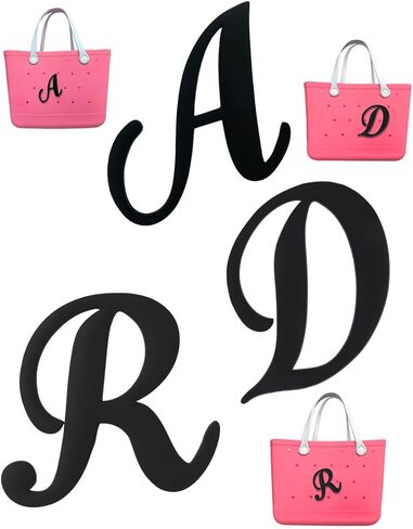 3 قطع من تعليقات حروف لحقائب بوج بحجم كبير 2.75 انش من جيلي، ملحقات حشوات شنطة توت للشاطئ، دلاية حروف ابجدية لتزيين شنطة اليد بنفسك، مطاط، بدون احجار كريمة in Kuwait