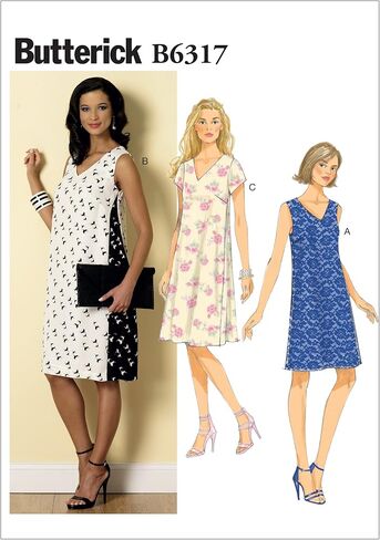 فساتين B6317 Misses' بلوفر برقبة على شكل حرف V من Butterick Patterns ، مقاس A5 (6-8-10-12-14) in Saudi Arabia