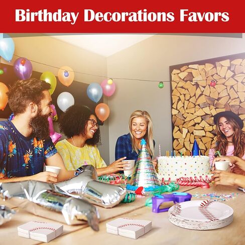 240 Pcs Baseball Party Supplies Set Include 72 Pcs Round Baseball Paper Plates, 144 Pcs Baseball Napkins and 24 Pcs Baseball Cup Baseball Decorations for Party Game Sports Events Birthday Favor in Kuwait