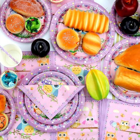 ديكورات حفلات أعياد الميلاد على شكل بومة من Obussgar - لوازم حفلات البومة بما في ذلك الأطباق والأكواب والمناديل لديكورات حفلات البومة - تكفي 20 (4-20) in Kuwait