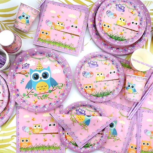 ديكورات حفلات أعياد الميلاد على شكل بومة من Obussgar - لوازم حفلات البومة بما في ذلك الأطباق والأكواب والمناديل لديكورات حفلات البومة - تكفي 20 (4-20) in Kuwait