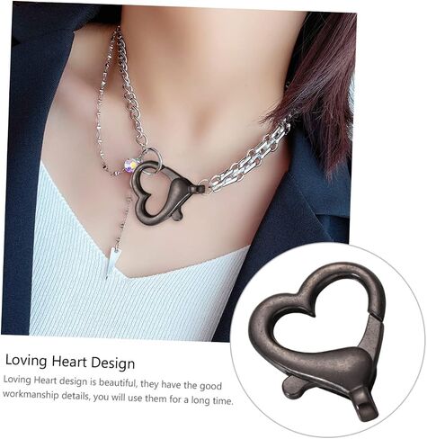 VILLFUL 40pcs Heart Lobster Clasp Sterling Silver Heart Necklace Metal Bracelet Heart Bracelet Clasps and in Kuwait