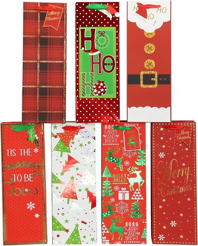 Iconikal Heavy-Duty Christmas Wine Bottle Gift Bags, 7-Pack in Saudi Arabia