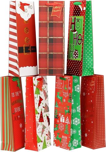 Iconikal Heavy-Duty Christmas Wine Bottle Gift Bags, 7-Pack in Saudi Arabia