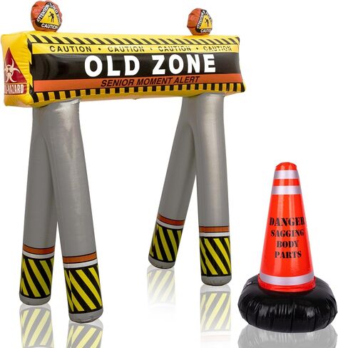 ArtCreativity Old Zone Inflatables Over The Hill Birthday Decorations, Set Includes Barricade & Construction Cone for Over The Hill Party Supplies, 100th Day of School Items and Costumes for Kids in Saudi Arabia