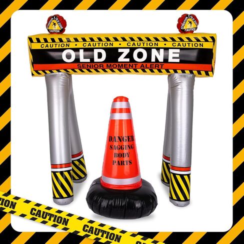 ArtCreativity Old Zone Inflatables Over The Hill Birthday Decorations, Set Includes Barricade & Construction Cone for Over The Hill Party Supplies, 100th Day of School Items and Costumes for Kids in Saudi Arabia