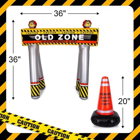 ArtCreativity Old Zone Inflatables Over The Hill Birthday Decorations, Set Includes Barricade & Construction Cone for Over The Hill Party Supplies, 100th Day of School Items and Costumes for Kids in Saudi Arabia