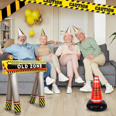 ArtCreativity Old Zone Inflatables Over The Hill Birthday Decorations, Set Includes Barricade & Construction Cone for Over The Hill Party Supplies, 100th Day of School Items and Costumes for Kids in Saudi Arabia