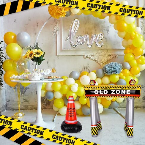 ArtCreativity Old Zone Inflatables Over The Hill Birthday Decorations, Set Includes Barricade & Construction Cone for Over The Hill Party Supplies, 100th Day of School Items and Costumes for Kids in Saudi Arabia