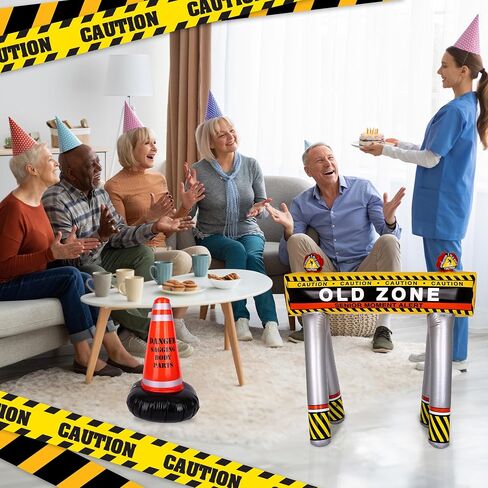 ArtCreativity Old Zone Inflatables Over The Hill Birthday Decorations, Set Includes Barricade & Construction Cone for Over The Hill Party Supplies, 100th Day of School Items and Costumes for Kids in Saudi Arabia