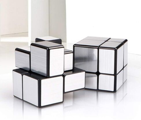 صن-واي مجموعة مكعبات مرآة شبح من 1 × 3 × 3 2 × 2 × 2 3 × 3 × 3 باللون الفضي مع ملصقات ملتوية، مجموعة مكعبات مكعبات احجية لعبة تحفيز الدماغ in Kuwait