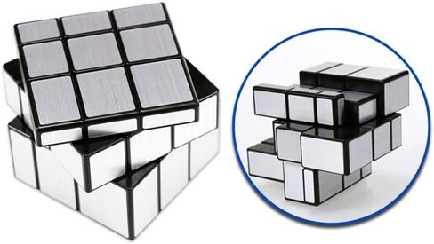 صن-واي مجموعة مكعبات مرآة شبح من 1 × 3 × 3 2 × 2 × 2 3 × 3 × 3 باللون الفضي مع ملصقات ملتوية، مجموعة مكعبات مكعبات احجية لعبة تحفيز الدماغ in Kuwait
