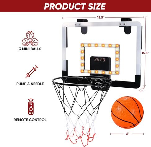 MejorChoy Indoor Mini Basketball Hoop Set for Kids for Door Wall Room with 3 Balls Electronic Scoreboard in Kuwait
