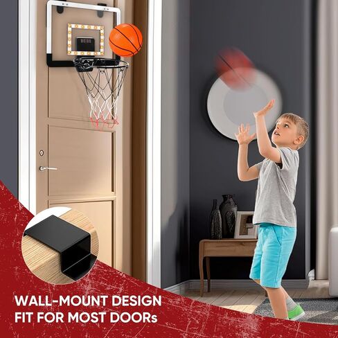 MejorChoy Indoor Mini Basketball Hoop Set for Kids for Door Wall Room with 3 Balls Electronic Scoreboard in Kuwait