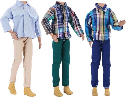 مجموعة رائعة مكونة من 10 عناصر من YAMASO = 5 مجموعات من الملابس غير الرسمية الأنيقة مع 5 أزواج أحذية لدمية صبي مقاس 12 بوصة بنمط عشوائي (سترة جلدية زرقاء + ملابس كاجوال + ملابس سباحة) in Kuwait