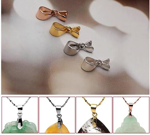 50 Pcs Copper Pinch Clip Clasp Bails Dangle Metal DIY Jewelry Findings Pendant Bail Bead Pendant Connector Necklace Clasps (White K, 6 x 17mm) in Kuwait