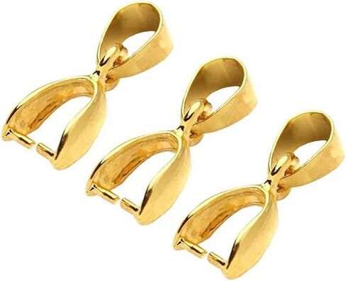 50 Pcs Copper Pinch Clip Clasp Bails Dangle Metal DIY Jewelry Findings Pendant Bail Bead Pendant Connector Necklace Clasps (White K, 6 x 17mm) in Kuwait