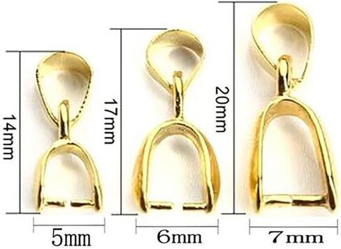 50 Pcs Copper Pinch Clip Clasp Bails Dangle Metal DIY Jewelry Findings Pendant Bail Bead Pendant Connector Necklace Clasps (White K, 6 x 17mm) in Kuwait