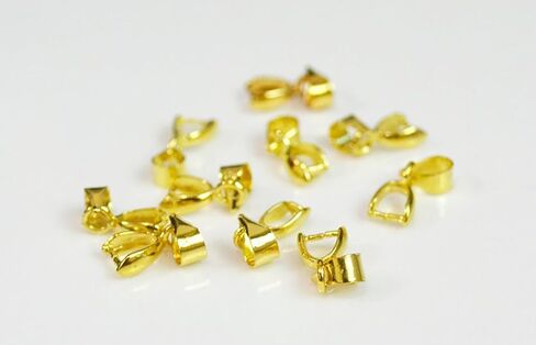 50 Pcs Copper Pinch Clip Clasp Bails Dangle Metal DIY Jewelry Findings Pendant Bail Bead Pendant Connector Necklace Clasps (White K, 6 x 17mm) in Kuwait