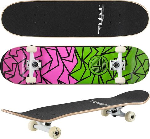 لوح تزلج Flybar الكامل للمبتدئين - لوح تزلج للأطفال مقاس 31 بوصة، سطح لوح تزلج مزدوج مقعر من خشب القيقب، خفيف الوزن، غير قابل للانزلاق، للأولاد والبنات، للأعمار من 6 سنوات فما فوق in Kuwait