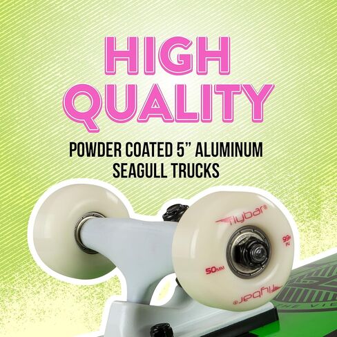 لوح تزلج Flybar الكامل للمبتدئين - لوح تزلج للأطفال مقاس 31 بوصة، سطح لوح تزلج مزدوج مقعر من خشب القيقب، خفيف الوزن، غير قابل للانزلاق، للأولاد والبنات، للأعمار من 6 سنوات فما فوق in Kuwait