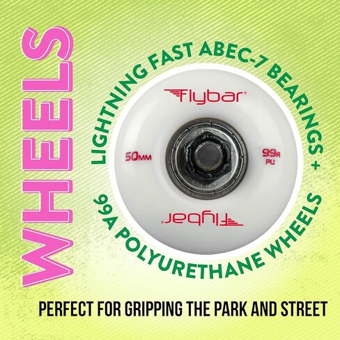 لوح تزلج Flybar الكامل للمبتدئين - لوح تزلج للأطفال مقاس 31 بوصة، سطح لوح تزلج مزدوج مقعر من خشب القيقب، خفيف الوزن، غير قابل للانزلاق، للأولاد والبنات، للأعمار من 6 سنوات فما فوق in Kuwait