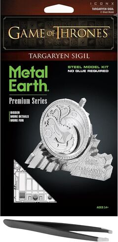 Metal Earth Fascinations Premium Series Game of Thrones Targaryen Sigil 3D Metal Model Kit Bundle with Tweezers in Saudi Arabia