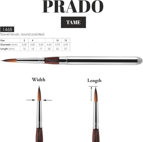 Speedball Art Products Escoda Prado Series Artist Watercolor & Acrylic Short Handle Travel Paint Brush, Size 4, Synthetic Sable in Kuwait