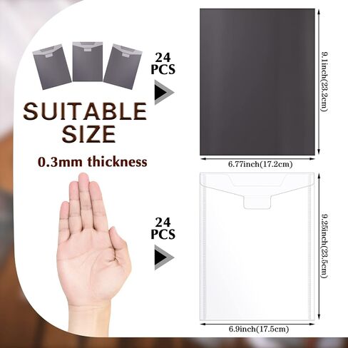 Eersida 48 Pcs Large Clear Stamp and Die Storage Bags with Magnetic Sheet 9.3''x 6.8'' Resealable Plastic Storage Envelope Case Cutting Dies Stencil Organizer Holder for DIY Scrapbooking Die Cutting in Saudi Arabia