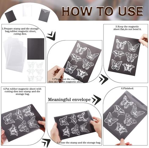 Eersida 48 Pcs Large Clear Stamp and Die Storage Bags with Magnetic Sheet 9.3''x 6.8'' Resealable Plastic Storage Envelope Case Cutting Dies Stencil Organizer Holder for DIY Scrapbooking Die Cutting in Saudi Arabia