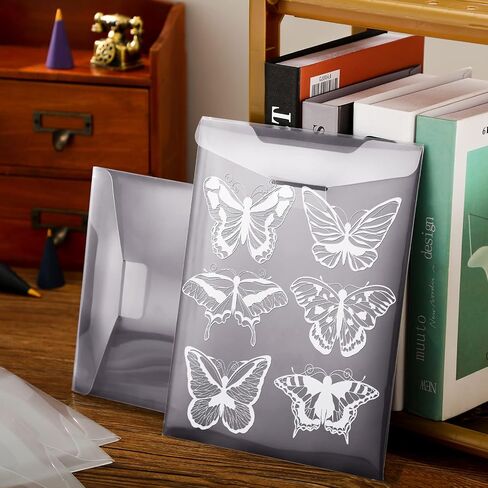 Eersida 48 Pcs Large Clear Stamp and Die Storage Bags with Magnetic Sheet 9.3''x 6.8'' Resealable Plastic Storage Envelope Case Cutting Dies Stencil Organizer Holder for DIY Scrapbooking Die Cutting in Saudi Arabia