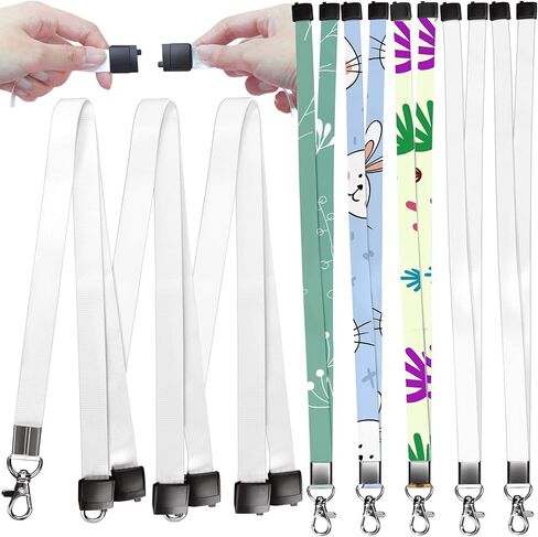 20 قطعة من حبال Fansunta البيضاء الفارغة، حبال رقبة بيضاء مع مشابك مخالب، حبال DIY لبطاقة الهوية، حبال داكرون مع أزرار كبس in Kuwait