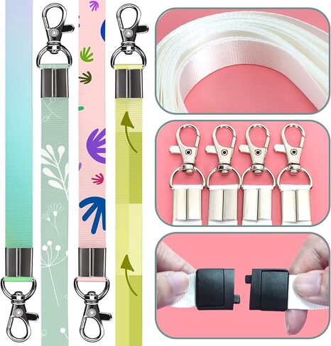 20 قطعة من حبال Fansunta البيضاء الفارغة، حبال رقبة بيضاء مع مشابك مخالب، حبال DIY لبطاقة الهوية، حبال داكرون مع أزرار كبس in Kuwait