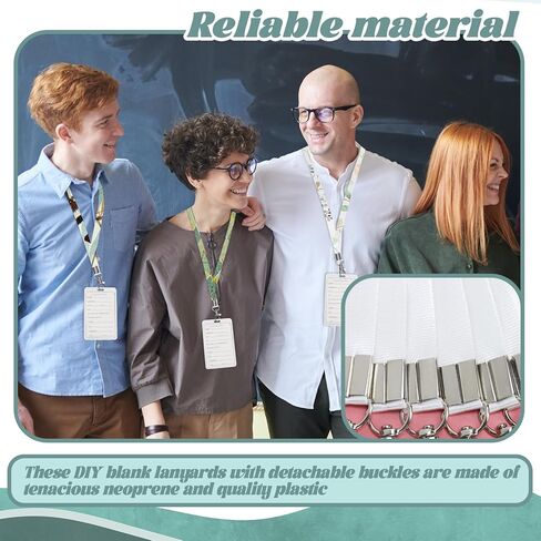 20 قطعة من حبال Fansunta البيضاء الفارغة، حبال رقبة بيضاء مع مشابك مخالب، حبال DIY لبطاقة الهوية، حبال داكرون مع أزرار كبس in Kuwait