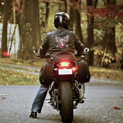 GodEagle 27.94 سم Wx25.4 سم H Skull Punk Rocker Rider رقع اسم جاكت مزين بالكي / مخيط على رقع مطرزة على الظهر أسود حديد على القماش in Kuwait