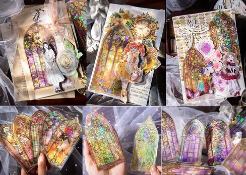 Butterflies and Flower Stickers Set,60 Pieces Glitter Holographic Transparent Floral Resin Aesthetic Sticker Decals for Art Journaling Scrapbook Bullet Junk Journal Card Making Planner Craft in Kuwait
